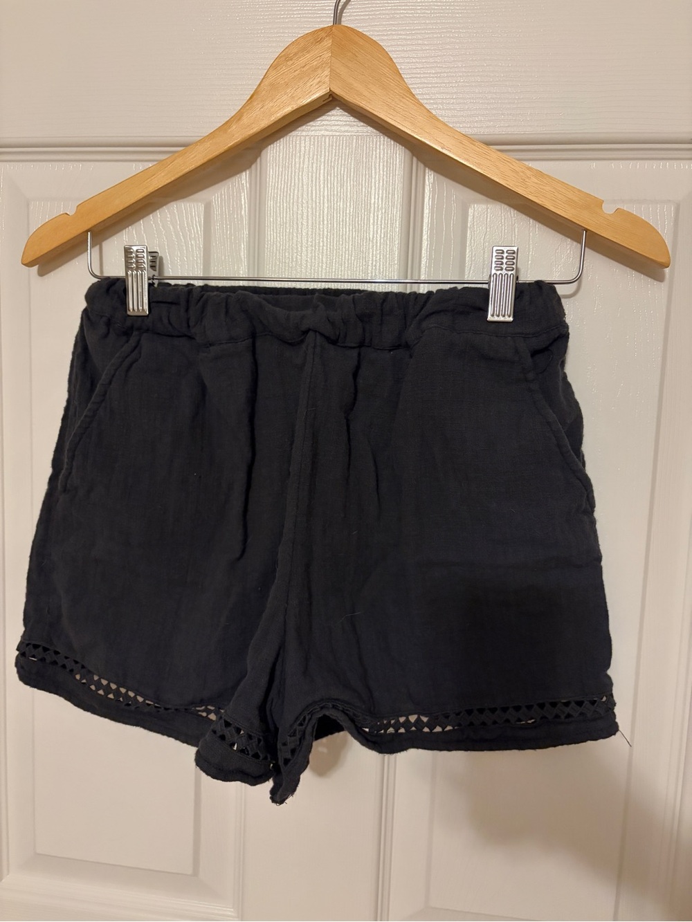 Women's Billabong Charcoal Gray Casual Cotton Shorts with Crochet Trim
